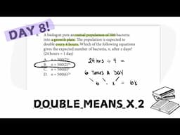 ACCUPLACER Math Test Prep (DAY 8) words for rates, equations with exponents & initial populations…