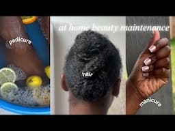 trying at home beauty maintaince, pedicure, hair, hygiene, nails & lashes
