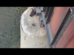 Goderich Menesetung Bridge Concrete Pillar Cracking Before Repair April 2025