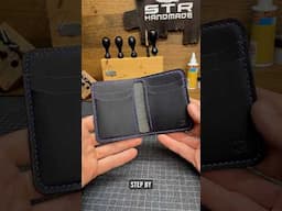 Making “Bramble V3.0” mini-wallet💳💵 “Minerva” veg tan leather Black color & Purple stitch🐗