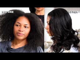 Silk Press Transformation on Frizzy Type 3 Hair | Blowout to Bone Straight