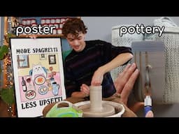 Pottery Inspired by a Poster // Ceramic Vase & Pitcher Making!