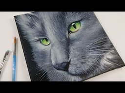How I Painted a Realistic Cat Portrait | Cat Acrylic Painting