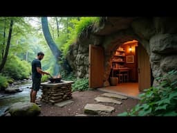 I Spend 30 Days to Built a BUNKER Out of STONE and LOGS in the Mountain