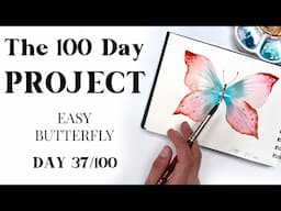 EASY painting of watercolor  BUTTERFLY. Painting idea 37/100