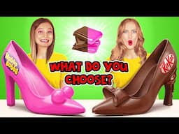 BUBBLE GUM VS CHOCOLATE FOOD CHALLENGE! GIANT FOOD Tasting