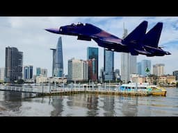 Sài Gòn 30 tháng 4 ra bờ sông Sài Gòn xem máy bay tiêm kích Su-30MK2 Yak-130 trực thăng Mi-8 Mi-17