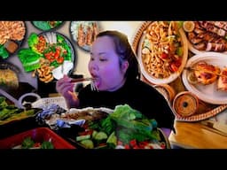 Lao Papaya Thum Mak Hoong with Noodles + Whole Fried Fish + Seafood 먹방 Eating Show with Michelle!