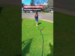 My daughter workin lawn bigfellazreactions #kidswork