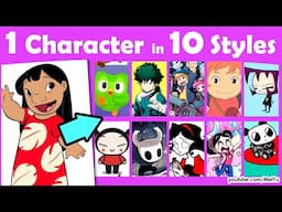 Draw Lilo (Lilo & Stitch) 10 Art Styles Swap Challenge | Meet My Superfans: Lost & Found by Mei Yu