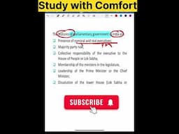 Features of Parliamentary Government in India #studywithcomfort #politicalscience