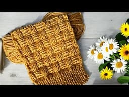 How to Knit Basket Weave Stitch 🧵 | Full Tutorial with Pattern & Diagram (English)
