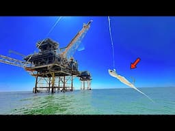 I Tossed a JIG! Underneath this GAS RIG in the GULF and Caught THIS!