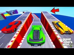 FRANKLIN TRIED MULTIPLE TRACKS PARKOUR RAMP JUMP CHALLENGE GTA 5 | SHINCHAN and CHOP