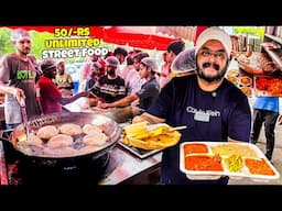 50/- Rs Unlimited Street Food In Delhi | Delhi Street Food | Famous Delhi Food | Indian Street Food