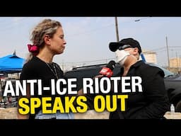 RAW: Masked Rioter calls Trump a 'Nazi' for detaining illegal immigrants