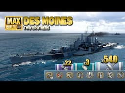Cruiser Des Moines: Huge game on map Two Brothers - World of Warships