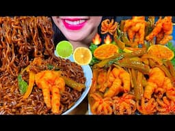 ASMR BLACK BEAN NOODLES, SPICY CHICKEN FEET, OCTOPUS MUKBANG MASSIVE Eating Sounds