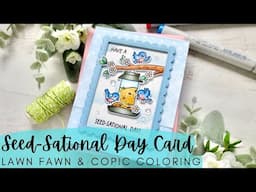 Seed-Sational Day Card | Lawn Fawn NEW RELEASE | Copic Coloring a Bird Feeder Scene