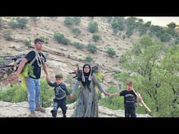 🌲 Collecting firewood in the Zagros Mountains for the nomadic family's cooking 🍲