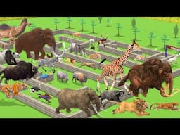 Maze Madness Race 23 Wild Animals Mammoth, Which is The Fastest Animal? Animal Revolt Battle Simulat