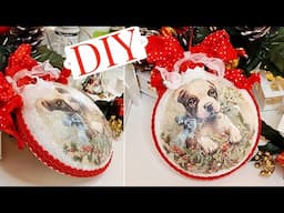Christmas Ornaments Decoupage DIY / Christmas Tree Baubles 🎄❤️🎀