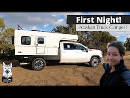 First Night in Alaskan Truck Camper | Flatbed Pop Up Maiden Voyage | Solo Female Travel