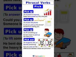 Phrasal verbs in English grammar (with Examples) #pick