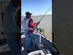 Girl Catches MONSTER Blue Catfish 🚨 #shorts