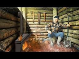 COZY DUGOUT for Survival - Dug a Deep Hole and Built Walls of Logs