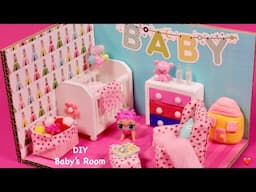 Miniature Doll House Tutorial - How to Make  A Super Cute Baby Nursery Room | Step By Step DIY
