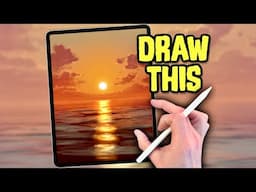 EASY PROCREATE Drawing Tutorial - Sunset Waves