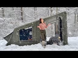 New inflatable bunker tent camping in snowy mountains paralyzed by heavy snow ASMR