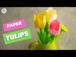 🌷Mini Paper Tulips Tutorial 🌱 | How to Make a Origami Tulips - Easy!