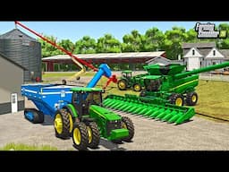 I BOUGHT A NEW COMBINE & GRAIN CART FOR 1ST DAY CORN HARVEST! (IOWA ROLEPLAY) | FS25