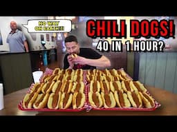 TRYING TO BREAK A 17-YEAR-OLD CHILI DOG RECORD at Jake’s Coney Island in Oklahoma | 1 HOUR. 40 DOGS