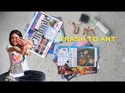 making collage postcards with trash