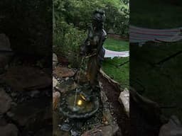 Our latest build at dusk #construction #pond #landscaping #fountain
