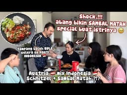 DIMASAKIN ABANG BULE : SCHNITZEL SAMBAL MATAH, AUSTRIA MIX INDONESIA‼️SWEET SERVICE SUAMI & 2 GADIS