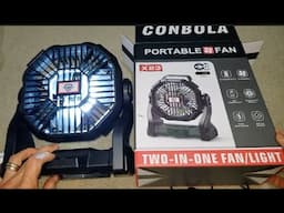 CONBOLA Rechargeable LED Portable Fan + Power Bank