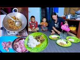 Rita cooks chicken and rice for her son Ridam Rai , for her nephew in the village || Rural Nepal ||