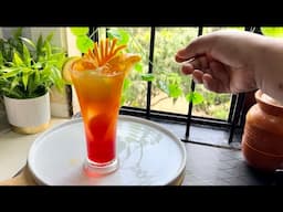 এই প্রচন্ড  গরমে মন প্রান শীতল করা ড্রিংস  ( Sunset ) Sunset Mocktail  || Orange-Strawberry Syrup