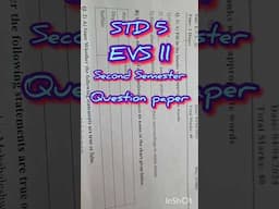 STD 5th EVS ll second semester Question paper #finalexam #education #setexam #secondsemester