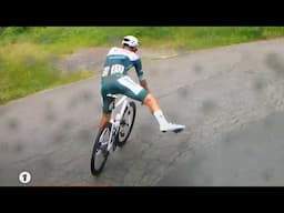 Mathieu van der Poel SCARY Save on Treacherous Descent | Criterium du Dauphiné 2025 Stage 8