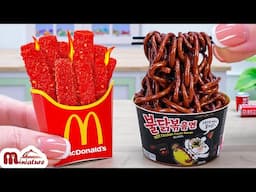 🌶️ Yummy Miniature Black Bean Noodles And Cheetos French Fries Recipe  ASMR Cooking Mini Food