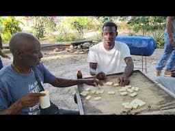 Epic cook off jerk pork, fry fish, chicken soup roast breadfruit friends and family havin a gd time