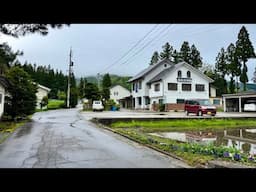 Rain Walk in Nagano 4K - Beautiful Japanese Countryside Village