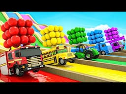 Wheels On the Bus song - colored balls to paint the school bus - Baby Nursery Rhymes & Kids Songs