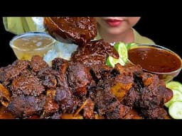 MUKBANG EATING||SPICY MUTTON CURRY, CHILLI & WHITE RICE