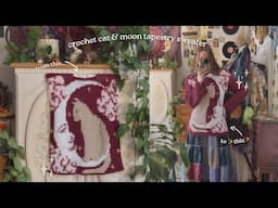 cat & moon tapestry sweater process - hobbii yarn no shades of gray 🌞✨ I a crochet with me vlog